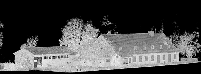 Entire point cloud of the facade, captured using FARO Focus3D S120.