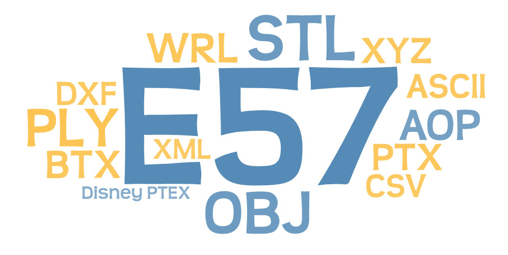 Exportformate: OBJ, PLY, WRL, STL, AOP, ASCII, Disney PTEX, E57, XYZ, BTX, PTX, CSV, DXF, XML