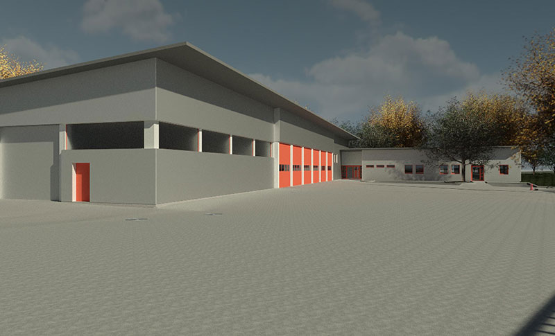3D model of a fire station