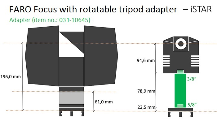 iSTAR adapter for FARO Focus3D with rotatable tripod adapter.
