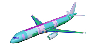 3D-Modell (Ansicht) des Airbus A321. Quelle: Lufthansa.