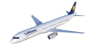 3D-Modell (Rendering) eines Airbus A321. Quelle: Lufthansa.