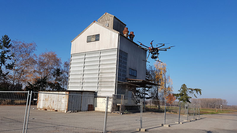 Vermessung des Silos mit der Drohne (UAV) "Porter"