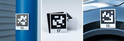 Set of 20 magnetic AprilTags for curved surfaces